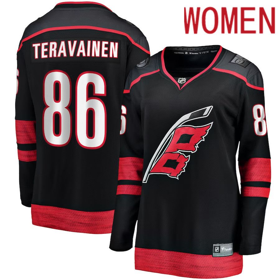 Women Carolina Hurricanes #86 Teuvo Teravainen Fanatics Branded Black Home Breakaway Player NHL Jersey